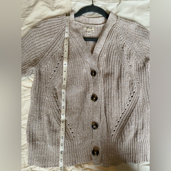 Style & Co button down beige/tan cardigan - Picture 6 of 6